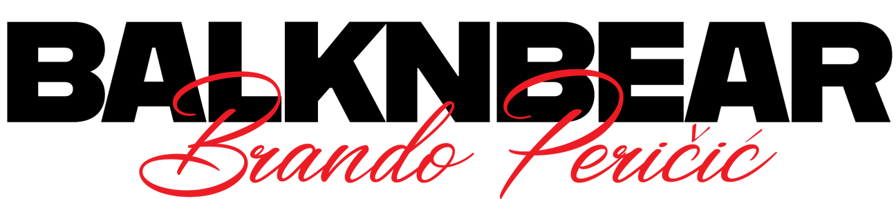 Logo with 'BALKNBEAR' in black and 'Brando Pericic' in red cursive text.